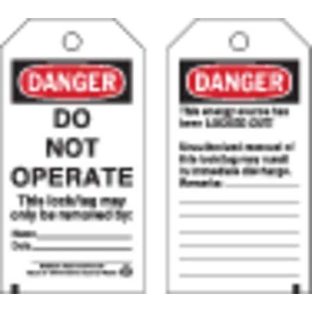 Lockout Tags B-851 5 3/4INH X 3INW MPN:66050