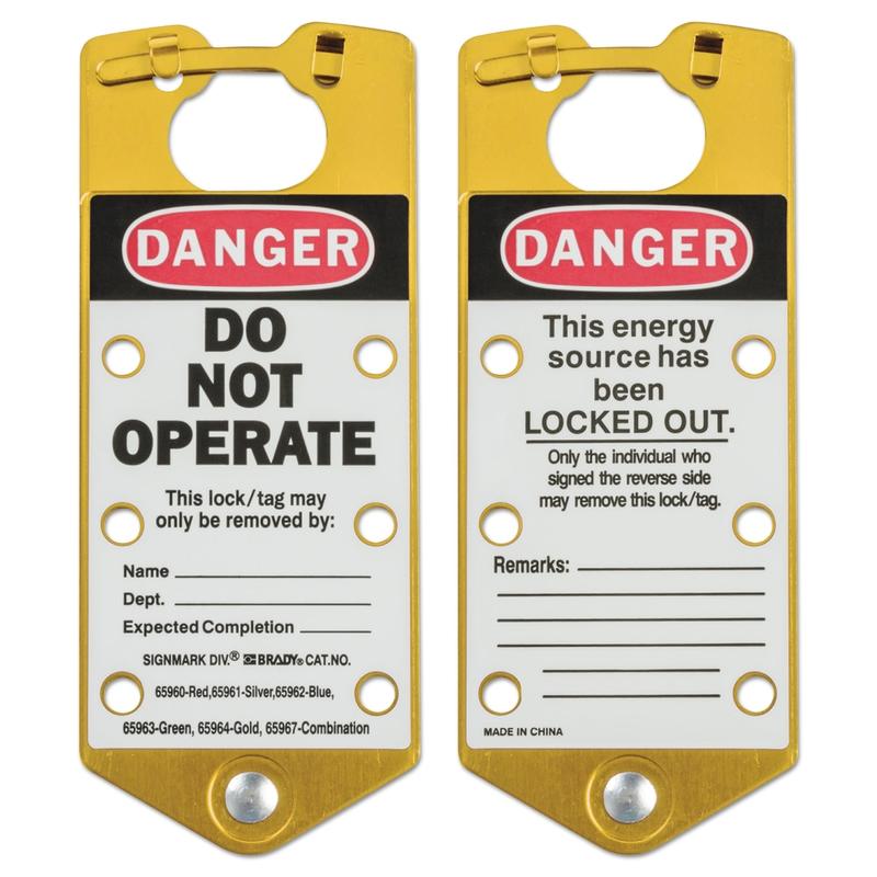 Labeled Lockout Hasps, 3 in W x 7 1/4 in L, Gold MPN:262-65964