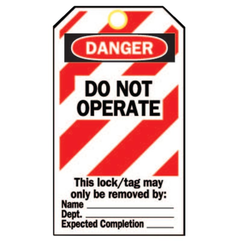 Brady Lockout Tags, Danger Do Not Operate, 5 3/4inH x 3inW, Red/White/Black, Pack Of 25 MPN:262-65525