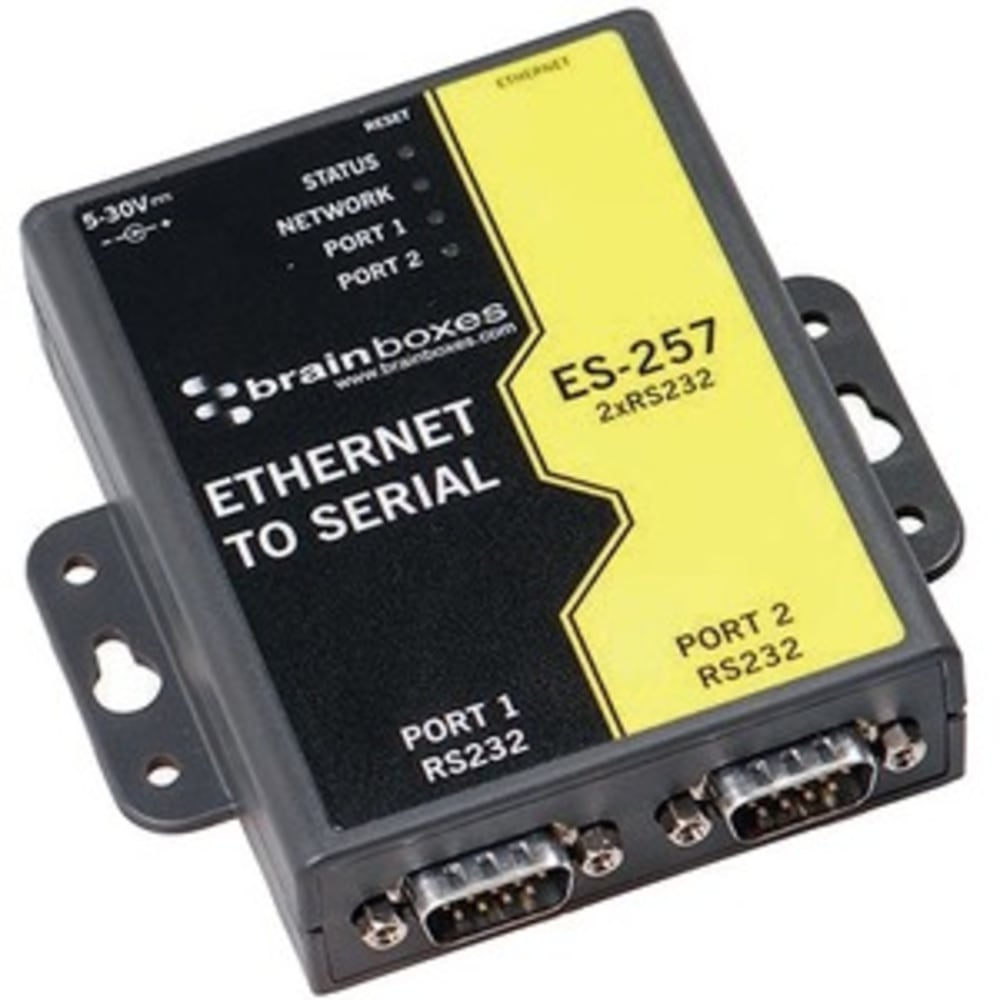Brainboxes 2 Port RS232 Ethernet to Serial Adapter - DIN Rail Mountable - TAA Compliant MPN:ES-257