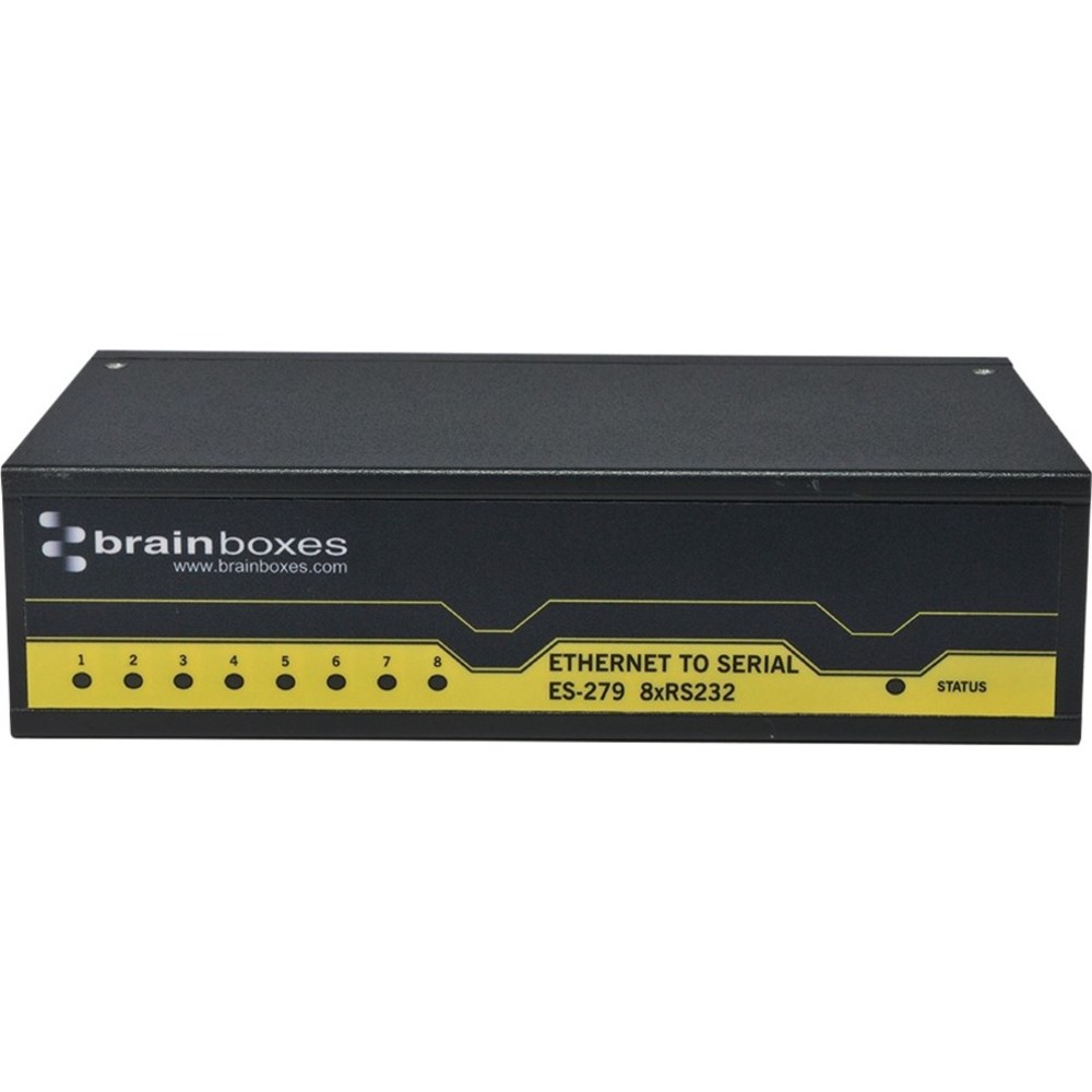 Brainboxes 8 Port RS232 Ethernet to Serial Adapter - DIN Rail Mountable, Wall-mountable - TAA Compliant MPN:ES-279