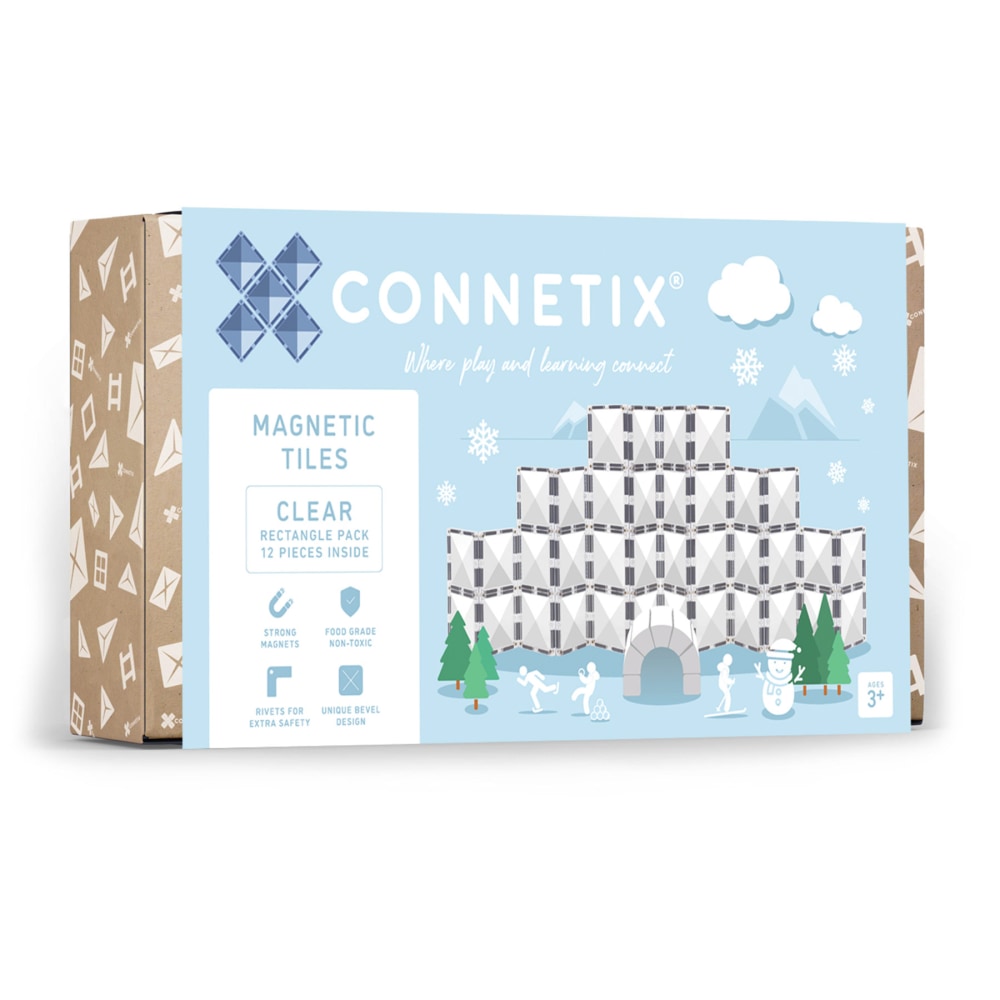 Connetix Magnetic Tiles Clear Rectangle Pack, 12 Pieces MPN:CNTC00012RE