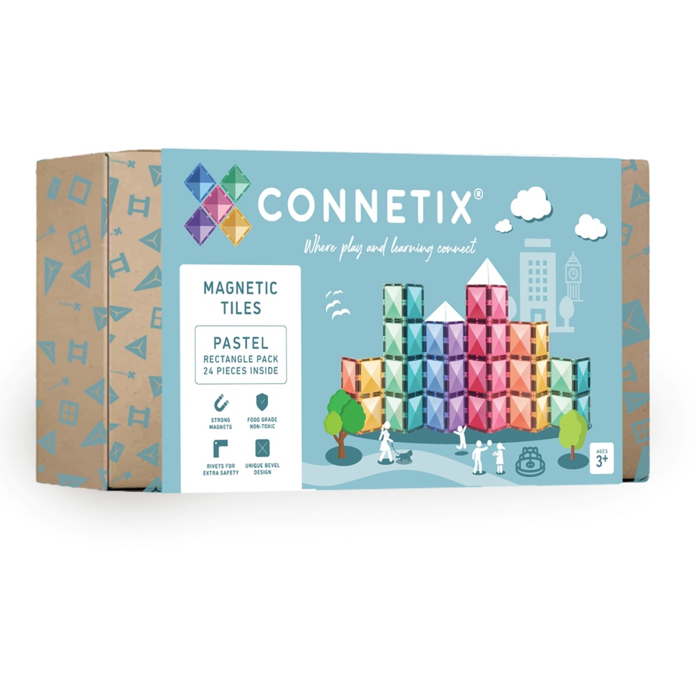 Connetix Magnetic Tiles Pastel Rectangle Pack, 24 Pieces MPN:CNTP00024RE