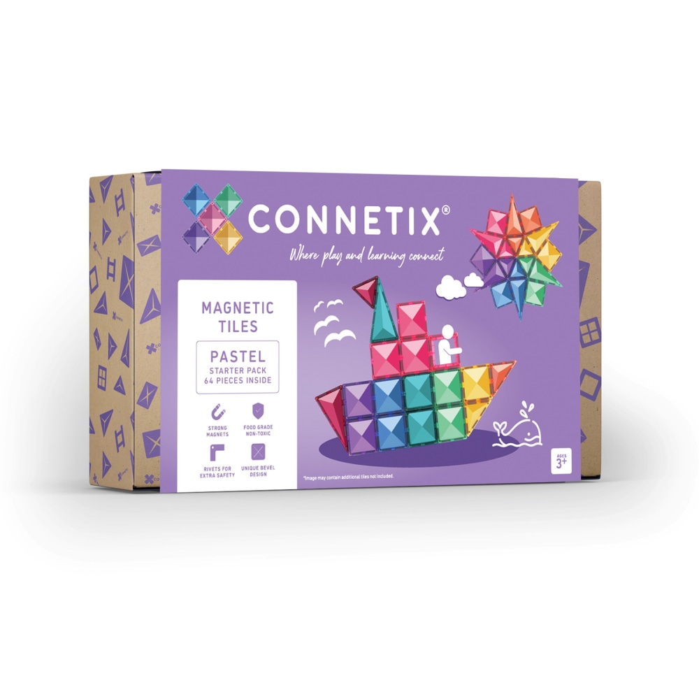 Connetix Magnetic Tiles Pastel Starter Pack, 64 Pieces MPN:CNTP00064ST
