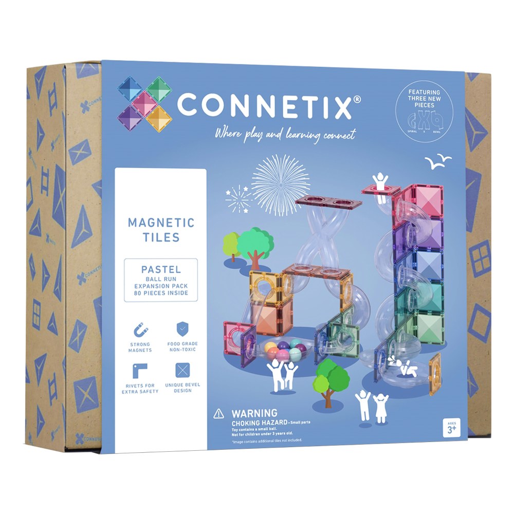 Connetix Magnetic Tiles Pastel Ball Run Expansion Pack, 80 Pieces MPN:CNTP00080BR
