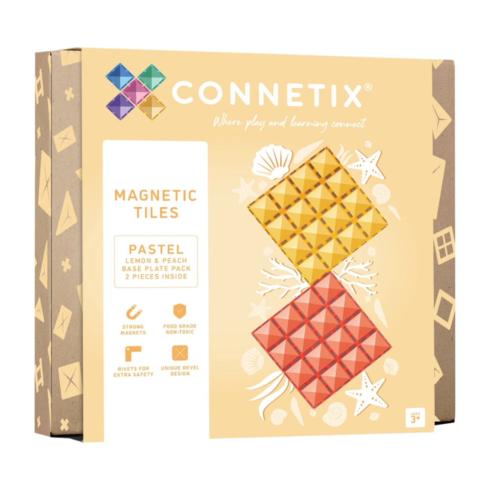 Connetix Magnetic Tiles Pastel Lemon & Peach Base Plate, 2 Pieces MPN:CNTPLP002BP