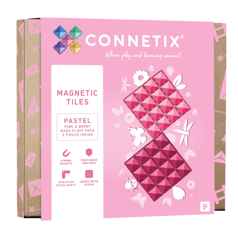 Connetix Magnetic Tiles Pastel Pink & Berry Base Plate, 2 Pieces MPN:CNTPPB002BP
