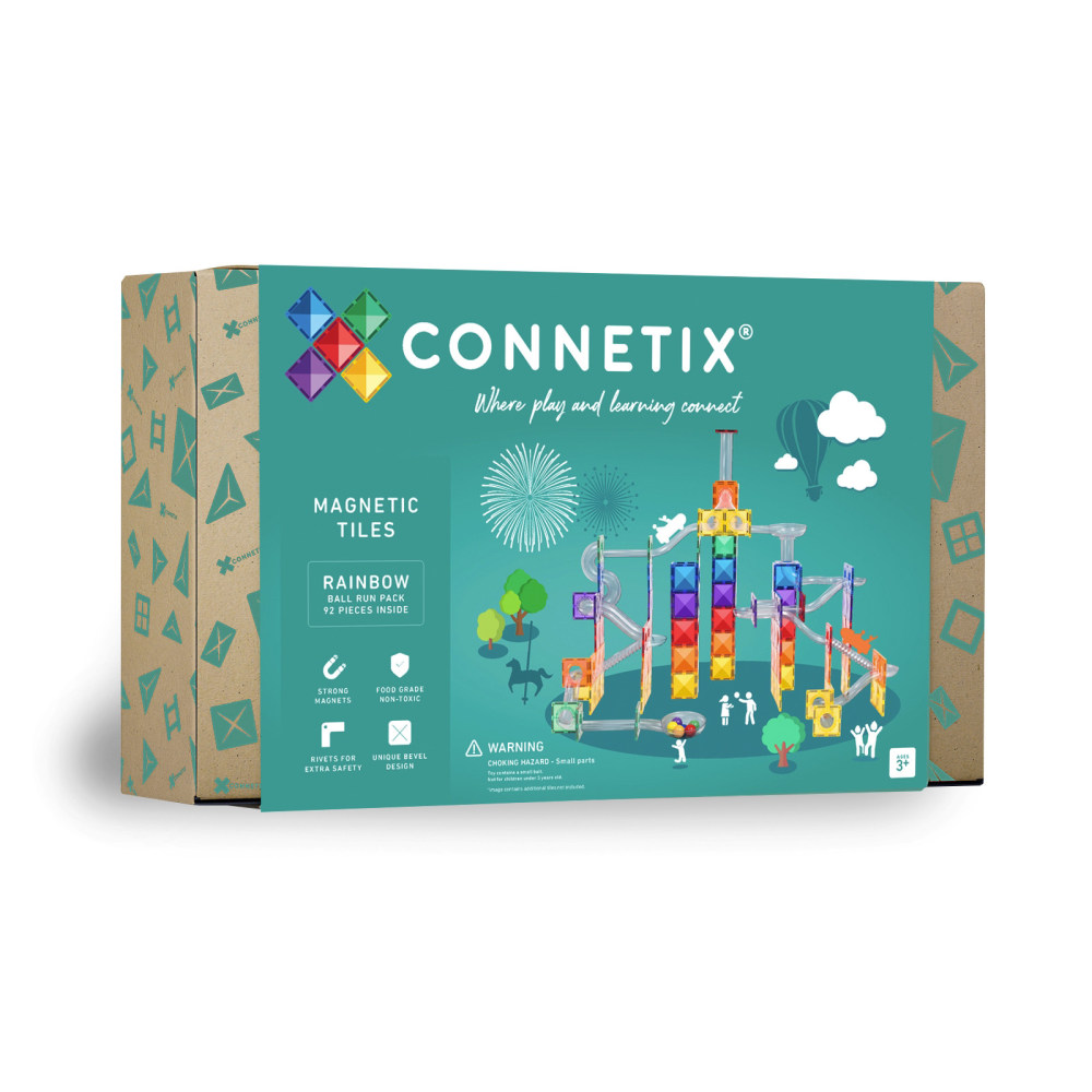 Connetix Magnetic Tiles Rainbow Ball Run Pack, 92 Pieces MPN:CNTR00092BR