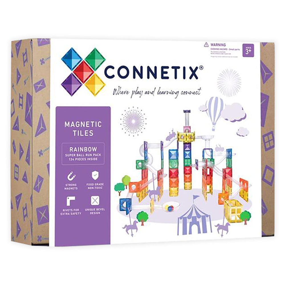 Connetix Magnetic Tiles Super Ball Run Pack, 134 Pieces MPN:CNTR00134BR