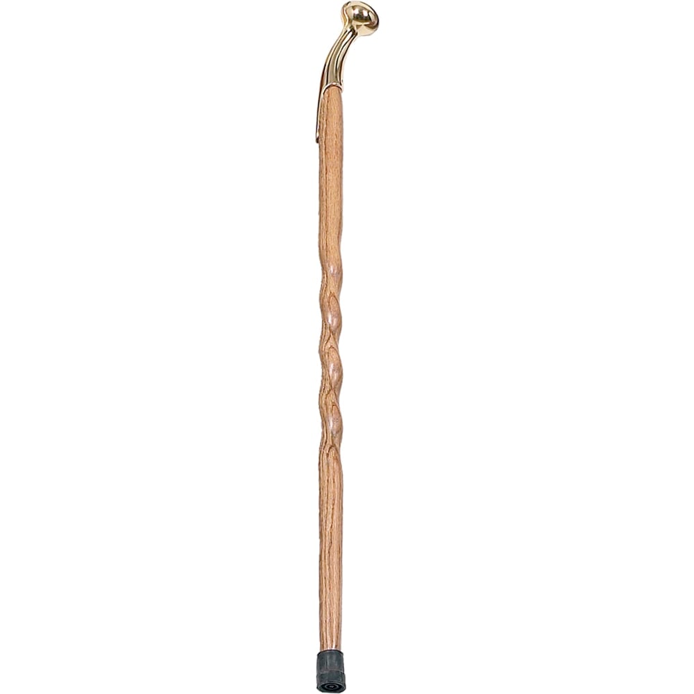Brazos Walking Sticks Twisted Oak Wood Cane With Brass Hame-Top Handle, 37in, Brown MPN:502-3000-0239