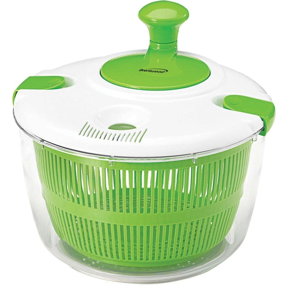 Brentwood Salad Spinner With 5 qt Serving Bowl, Green/White MPN:KA-5030G