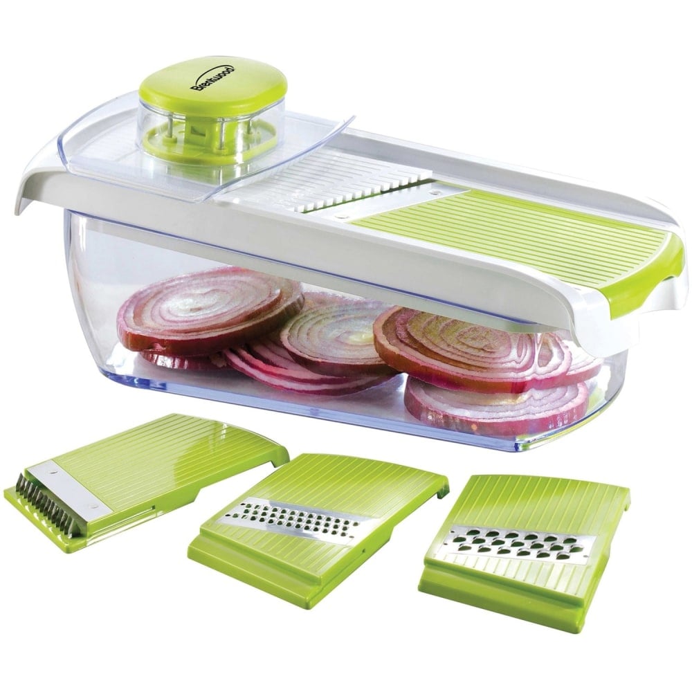 Brentwood Mandolin Slicer With 5-Cup Storage Container and Stainless Steel Blades, White MPN:KA-5040G