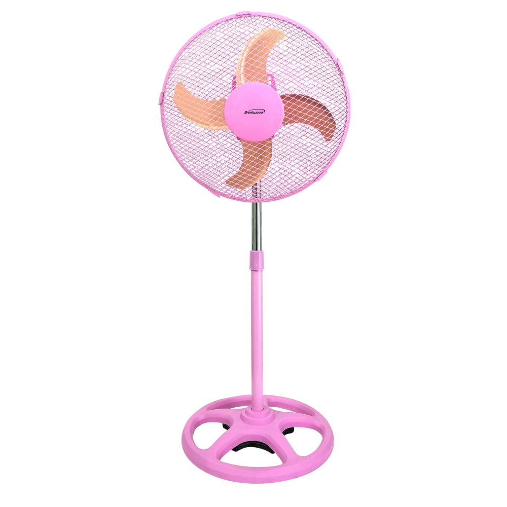Brentwood 12in 3-Speed Adjustable Oscillating Stand Fan, 35in x 13in, Pink MPN:995116819M