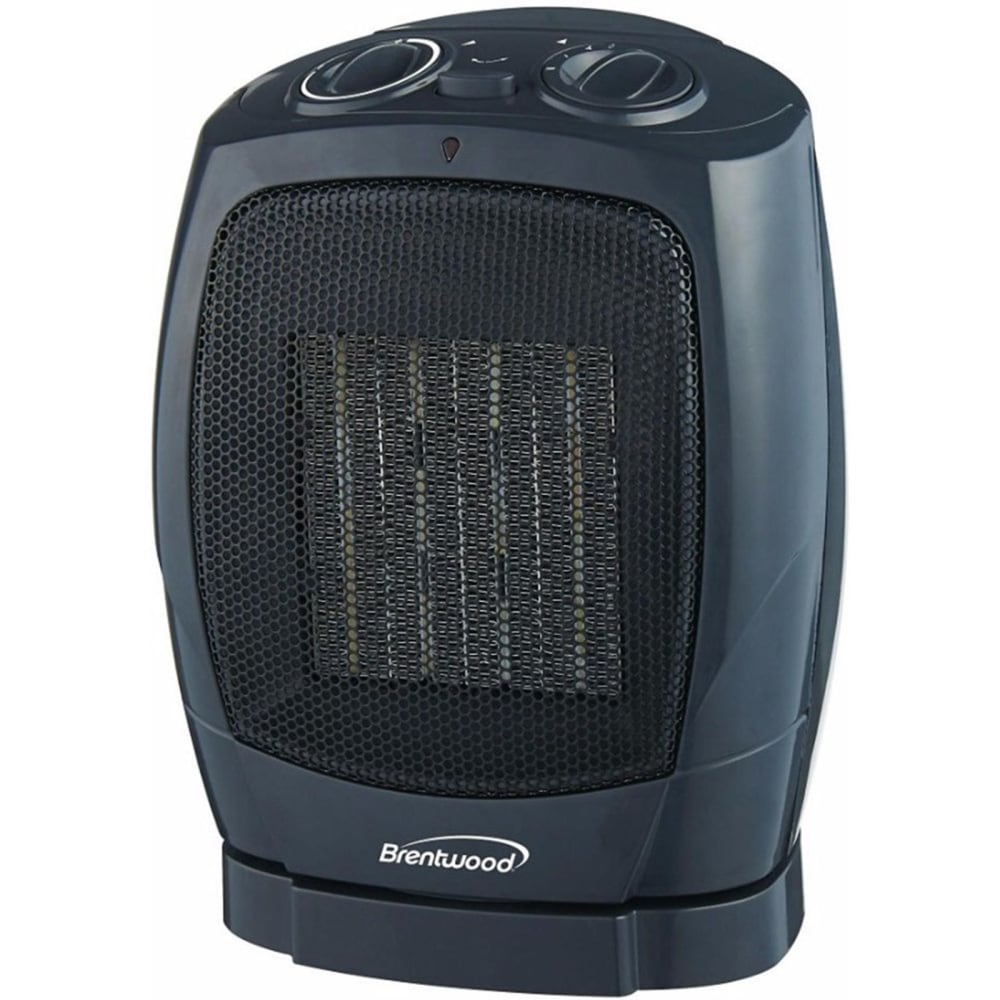 Brentwood H-C1601 1500-Watt Portable Ceramic Space Heater And Fan, 10inH x 8-1/2inW, Black MPN:99597873M