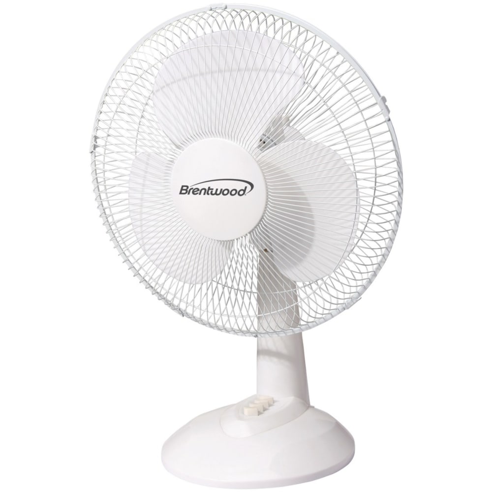 Brentwood Kool Zone 3-Speed 32-Watt Oscillating Desk Fan, 12-In., White MPN:F-12DW