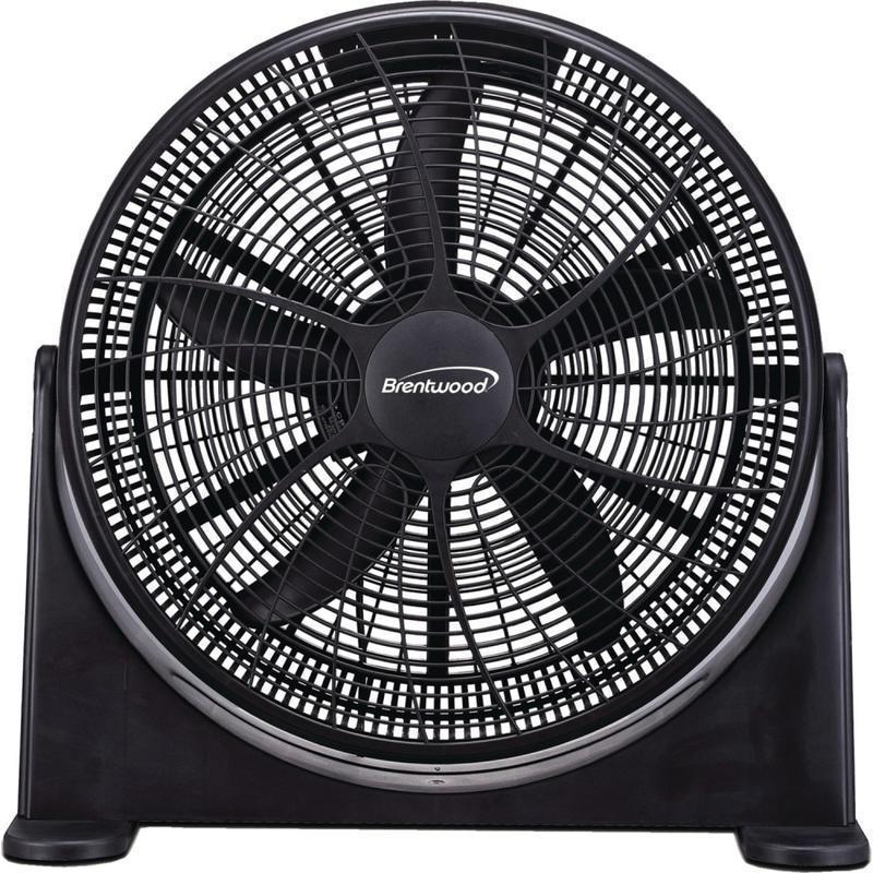 Brentwood Kool Zone F-20BKR 20in High-Velocity Fan - 20in Fan Diameter - 3 Speed - Air Circulation, Adjustable Tilt Head, Carrying Handle - Black MPN:F-20BKR