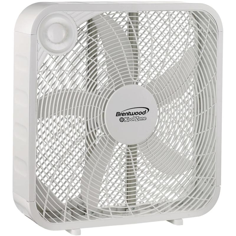 Brentwood Kool Zone F-20SW 20in Box Fan - 20in Fan Diameter - 3 Speed - Quiet, Removable Grill - White MPN:F-20SW