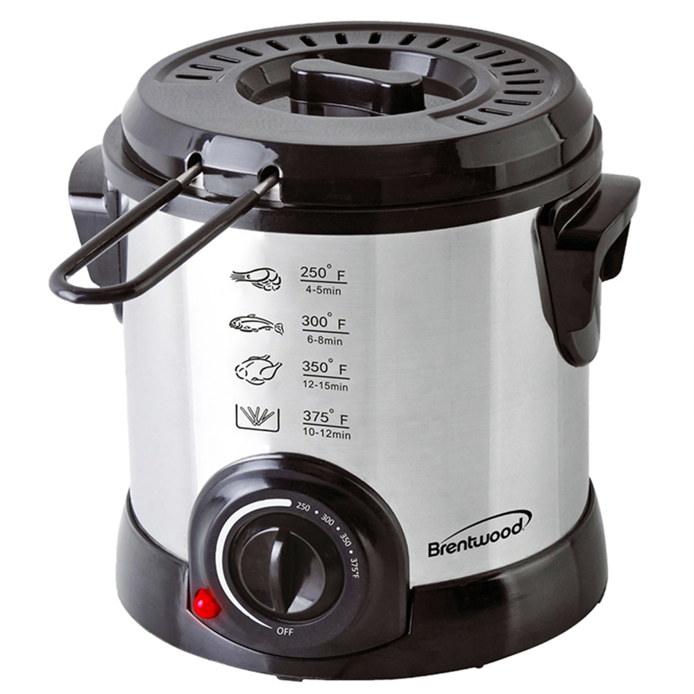 Brentwood 1-Liter Electric Deep Fryer, 11inH x 8inW x 8-1/2inD, Stainless Steel MPN:995114282M