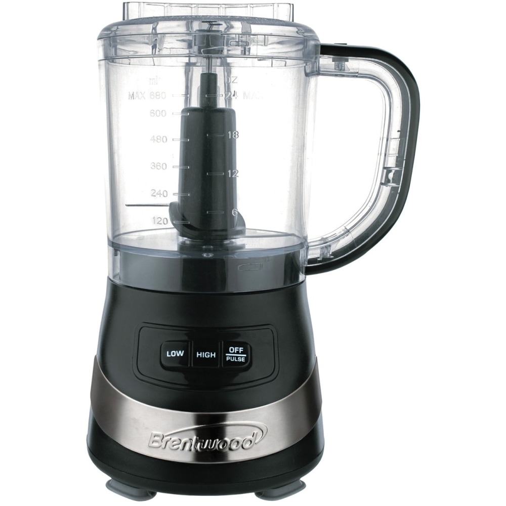 Brentwood FP-549BK 3 Cup Food Processor, Black - 3 Cup (Capacity) - 2 Speed - 200 W Motor - Silver, Black MPN:FP-549BK