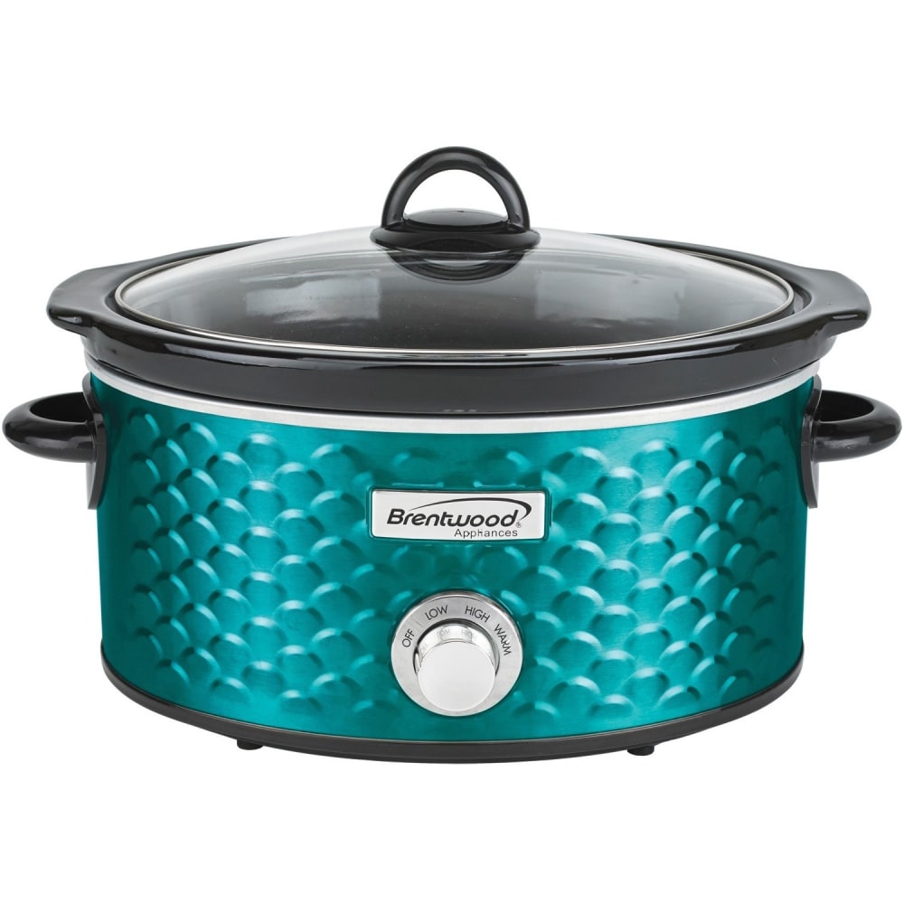 Brentwood SC-140BL Scallop Pattern 4.5 Quart Slow Cooker, Blue - 220 W1.13 gal - Cooking - Blue MPN:SC-140BL