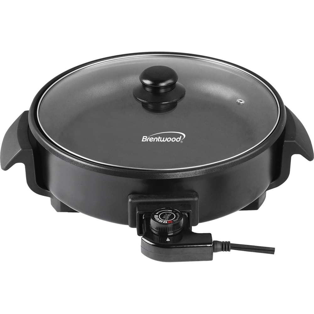 Brentwood SK-67BK 12-Inch Round Non-Stick Electric Skillet with Vented Glass Lid, Black - 12.50in Width x 15.25in Length - 450 deg.F (232.2 deg.C) - 1400 W MPN:SK-67BK