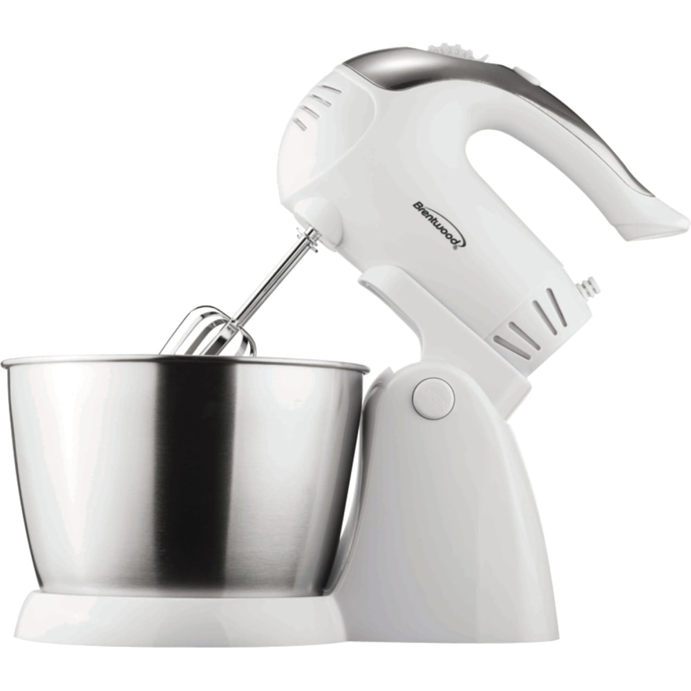 Brentwood 5-Speed Stand Mixer With Stainless Steel Bowl, White/Stainless Steel MPN:SM-1152
