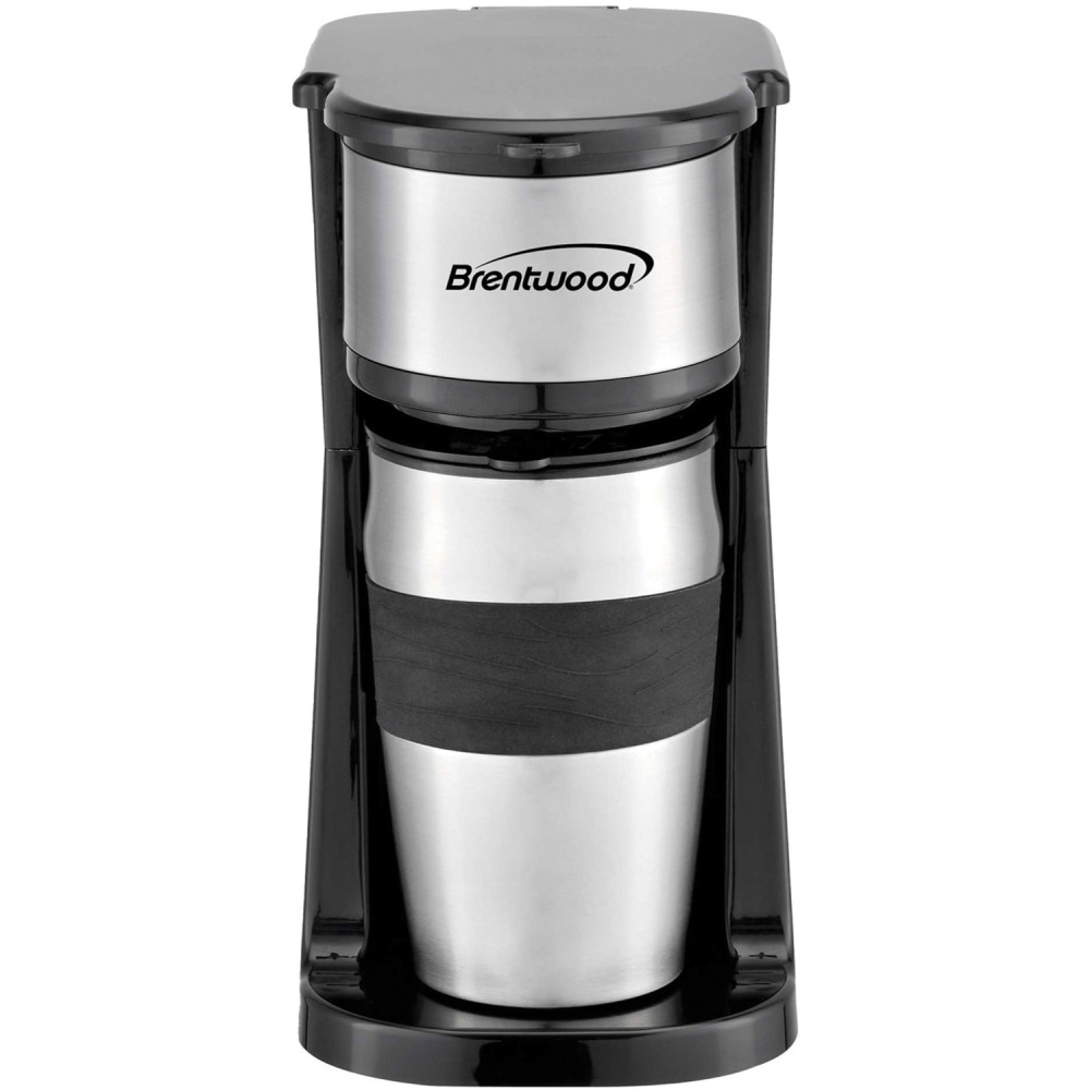 Brentwood 700-Watt 1.75-Cup Single-Serve Portable Coffee Maker With 14 Oz Travel Mug, Black MPN:TS-113BK