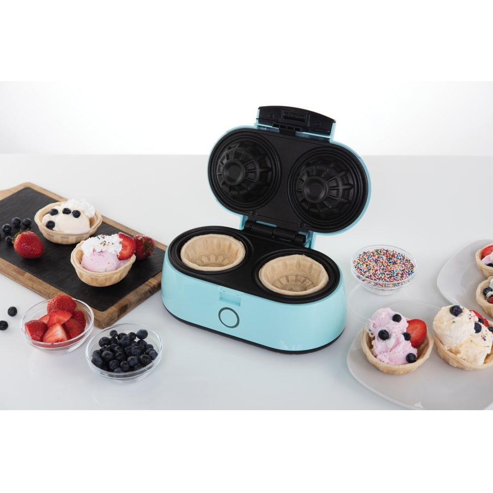 Brentwood TS-1402BL Double Waffle Bowl Maker, Blue - 2 x Bowl Waffle MPN:TS-1402BL