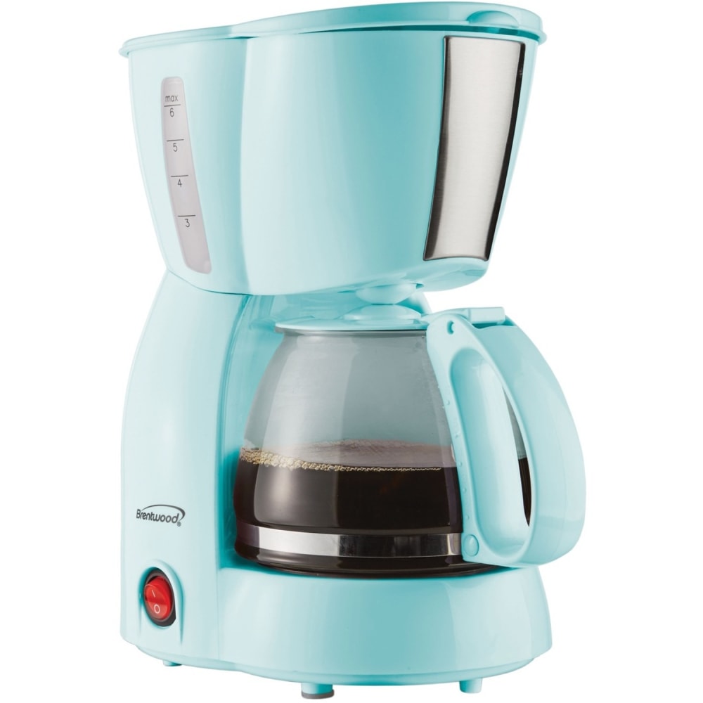 Brentwood TS-213BL 4 Cup Coffee Maker, Blue - 650 W - 4 Cup(s) - Multi-serve - Blue - Tempered Glass, Tempered Glass, Plastic, Metal, Glass Body MPN:TS-213BL