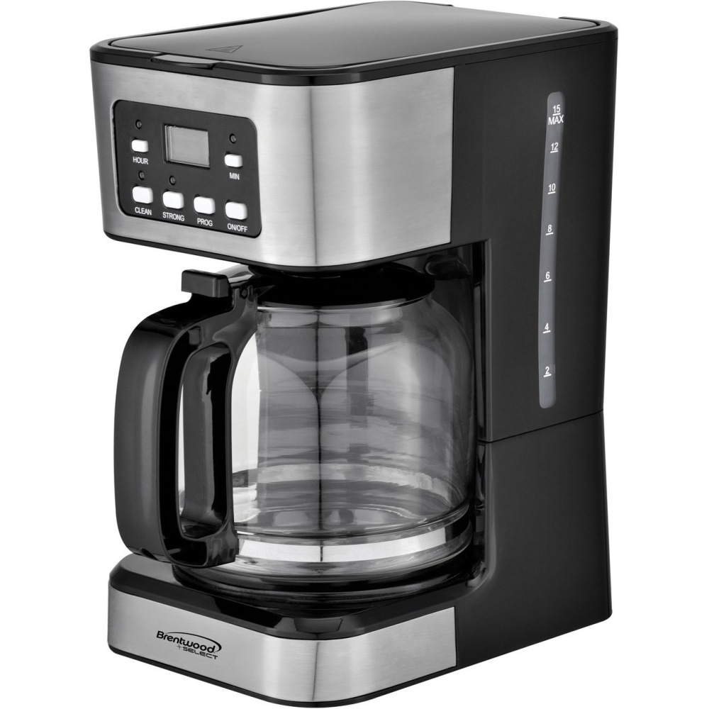 Brentwood TS-222BK 12-Cup Digital Coffee Maker, Black - Programmable - 800 W - 12 Cup(s) - Multi-serve - Timer - Black MPN:TS-222BK