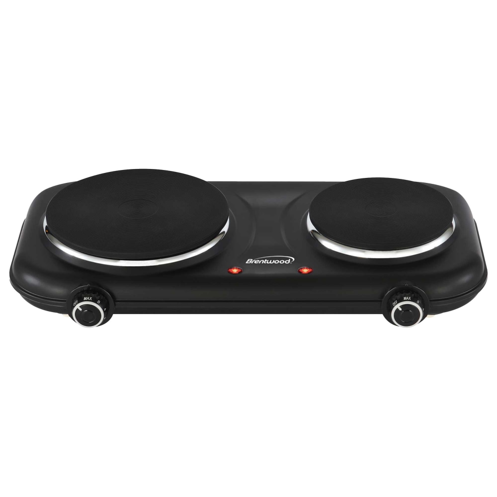 Brentwood 1, 100-Watt Double-Cast-Iron Countertop Electric Burner Hot Plate with Temperature Control & Power Indicator Light, Black, TS-332BK MPN:TS-332BK
