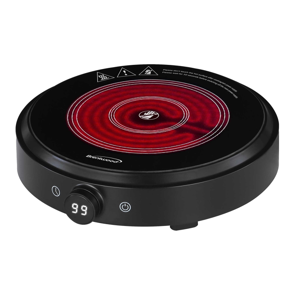 Brentwood Select 1, 300-Watt 10-In. Countertop Ceramic Glass Cooktop Surface with Single 8-In. Infrared Burner, Black, TS-383DBK MPN:TS-383DBK