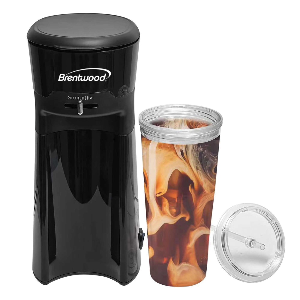 Brentwood Single-Serve Iced Coffee and Tea Maker with 20 Oz Insulated Tumbler and Reusable Filter, 11-5/8inH x 4-15/16inW x 6-5/8inD, Black MPN:KT-2121BK