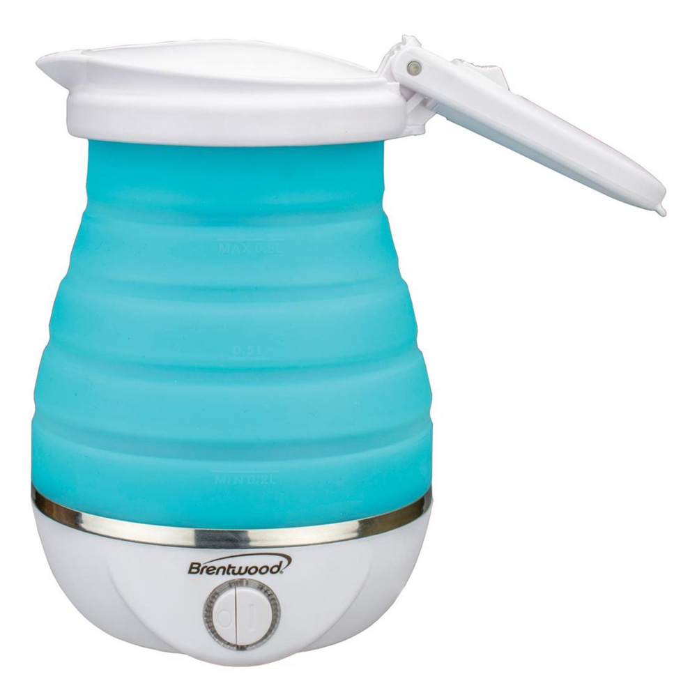 Brentwood Dual Voltage 3.3-Cup Collapsible Plastic Travel Kettle, Blue MPN:995114263M
