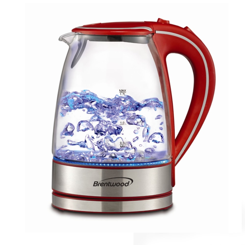Brentwood Tempered Glass Tea Kettle, 1.7-Liter, Red MPN:99591210M