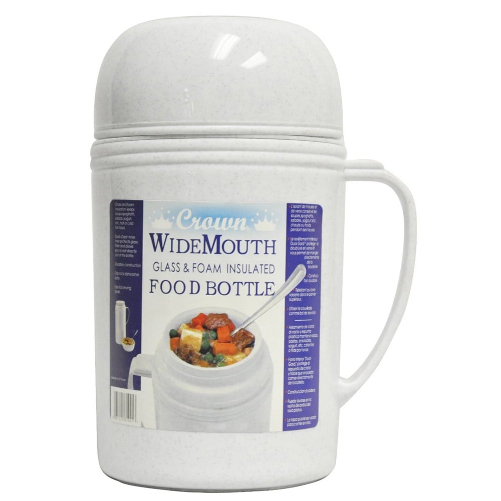 Brentwood Wide-Mouth Glass Vacuum/Foam Insulated Food Thermos, 16.9 Oz, Gray MPN:99583331M