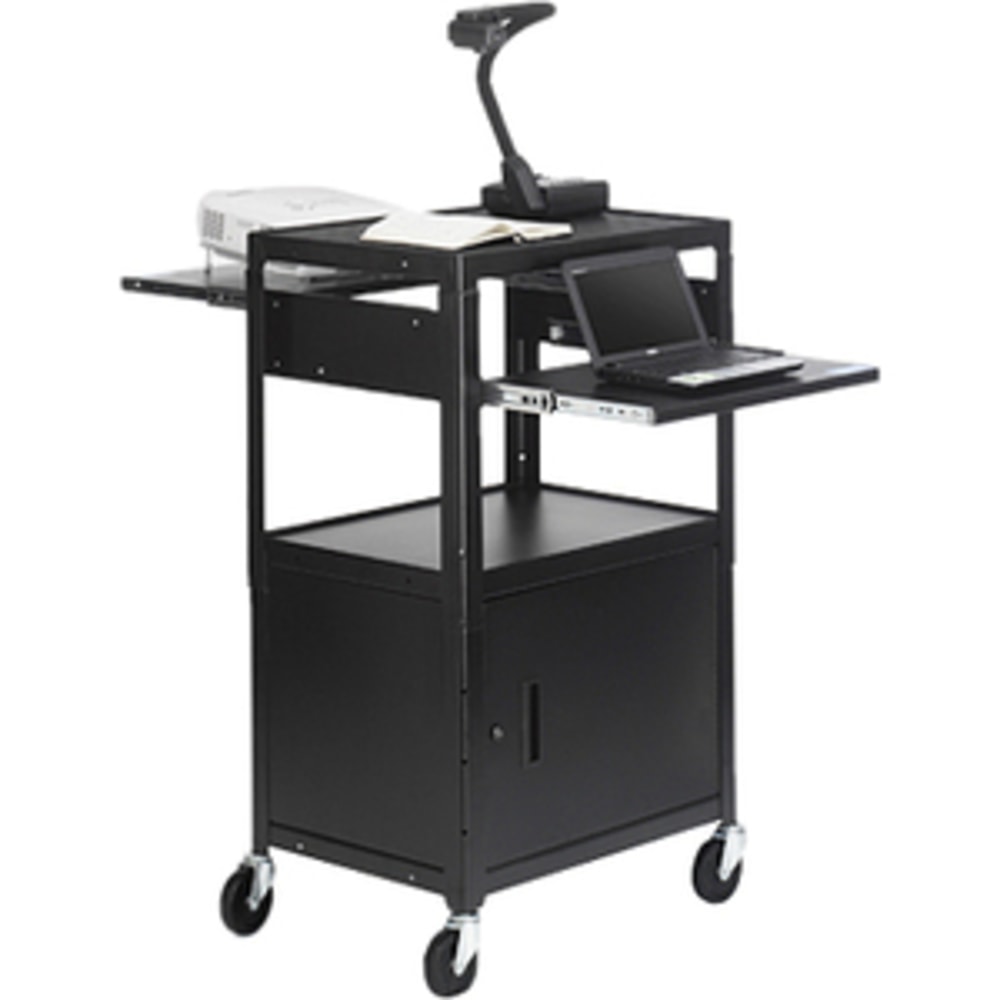 Bretford CA2642DNS-E5 Multimedia Cabinet Cart - Up to 20in Screen Support - 3 x Shelf(ves) - Hinged Door - 43in Height x 24in Width x 18in Depth - Steel - Black MPN:CA2642DNS-E5