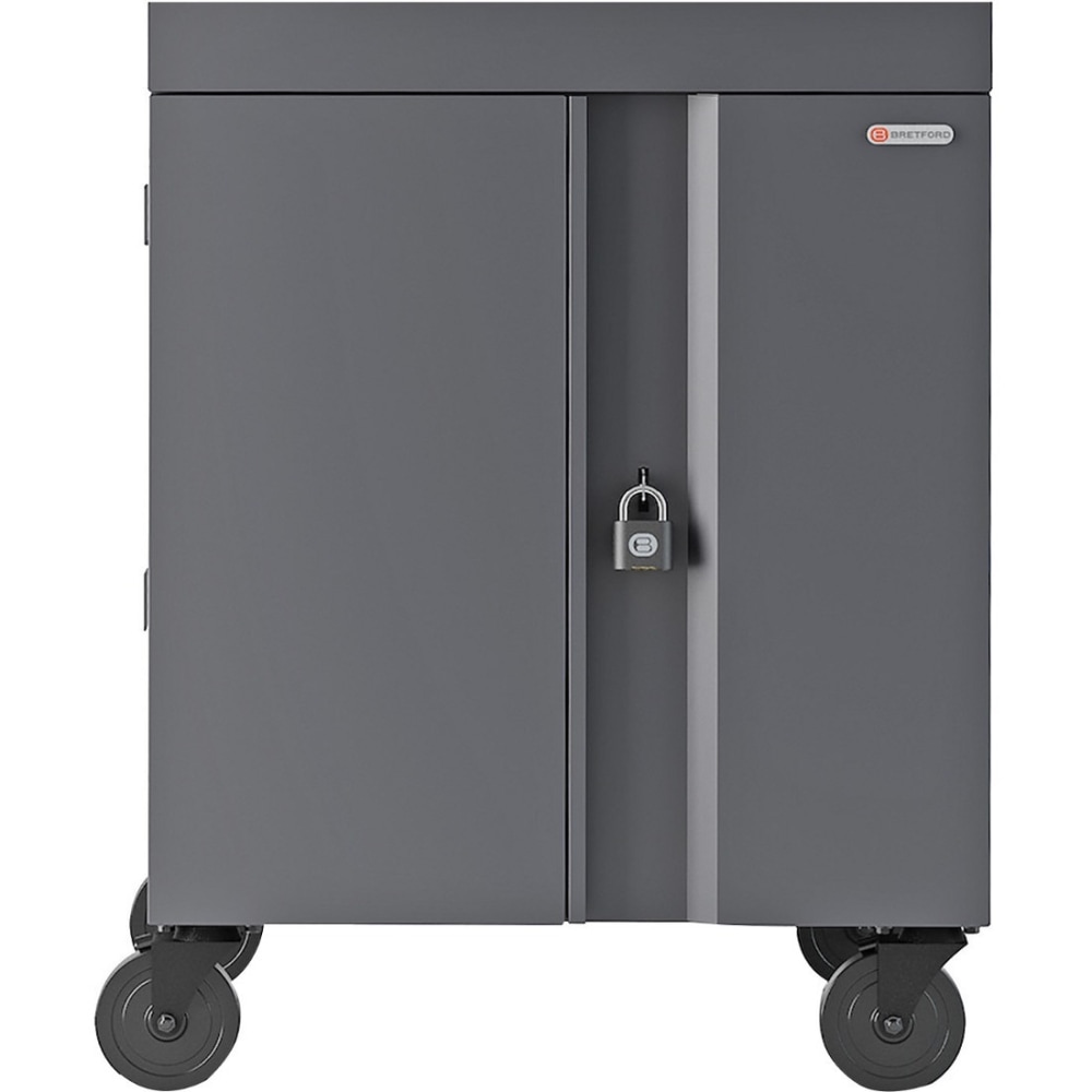 Bretford CUBE Cart, 1 Shelf, 4 Casters, Steel, 30inW x 26.50inD x 37.50inH, Charcoal, For 16 Devices MPN:TVC16PAC-CK