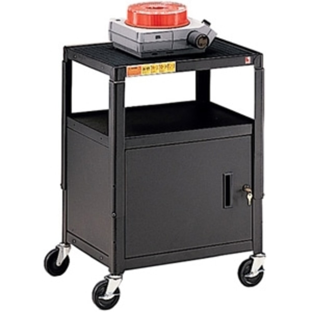 Bretford CA2642 Height Adjustable A/V Cart With Cabinet, 42inH x 24inW x 18inD, Black MPN:CA2642