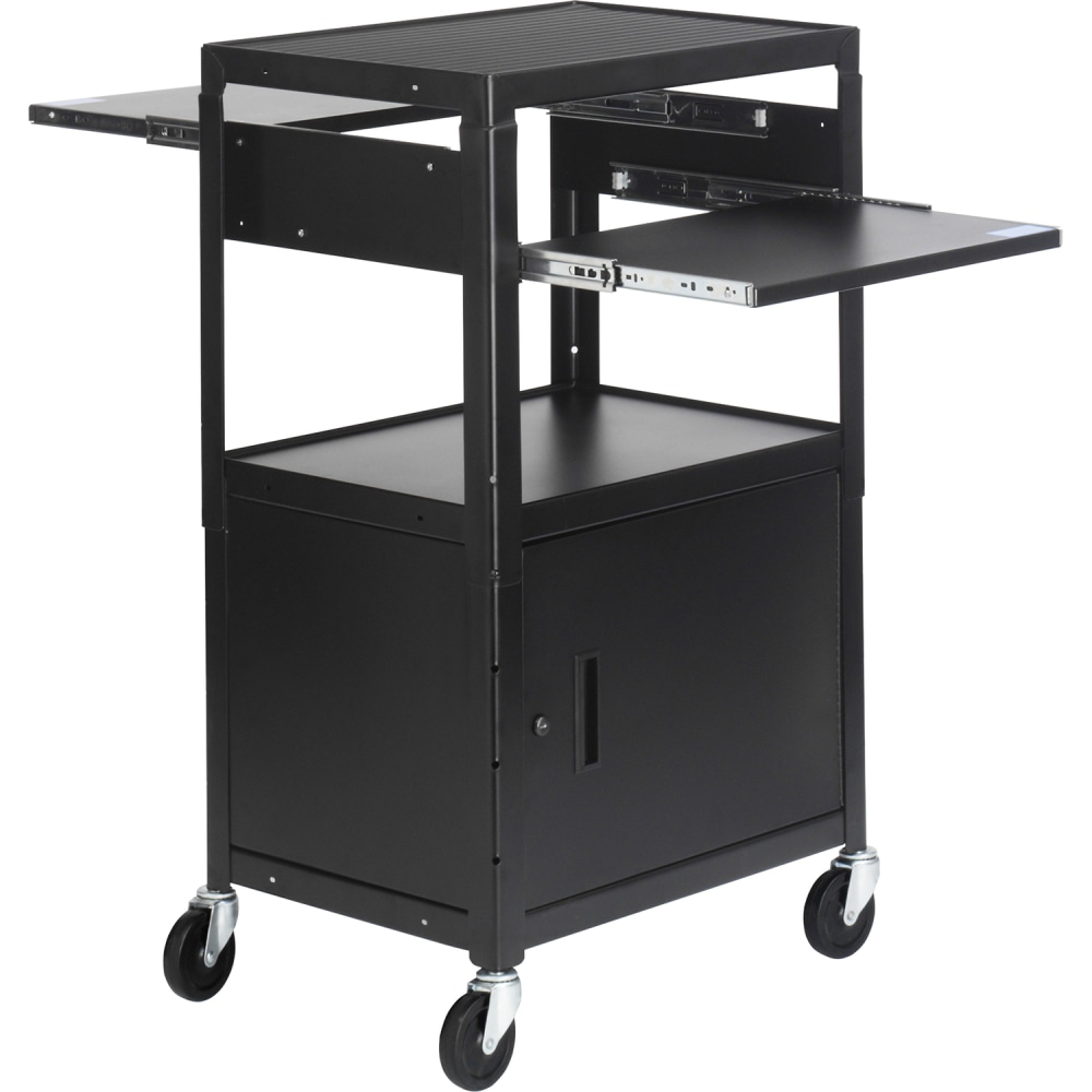 Bretford Basics CA2642DNS AV Notebook Cabinet Cart - 3x Shelf(ves) - Locking Door - 42in x 24inx 18in Depth - Powder Coated - Steel - Black - CA2642DNS MPN:CA2642DNS
