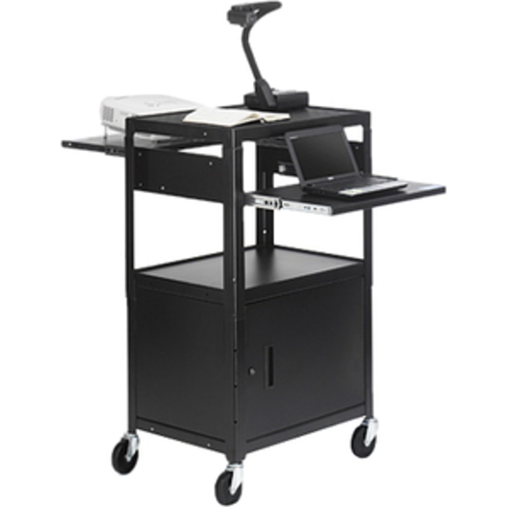Bretford CA2642DNSE Multimedia Cabinet Cart - Up to 20in Screen Support - 3x Shelf(ves) - Hinged Door - 42in x 24inx 18in Depth - Steel - Black MPN:CA2642DNSE