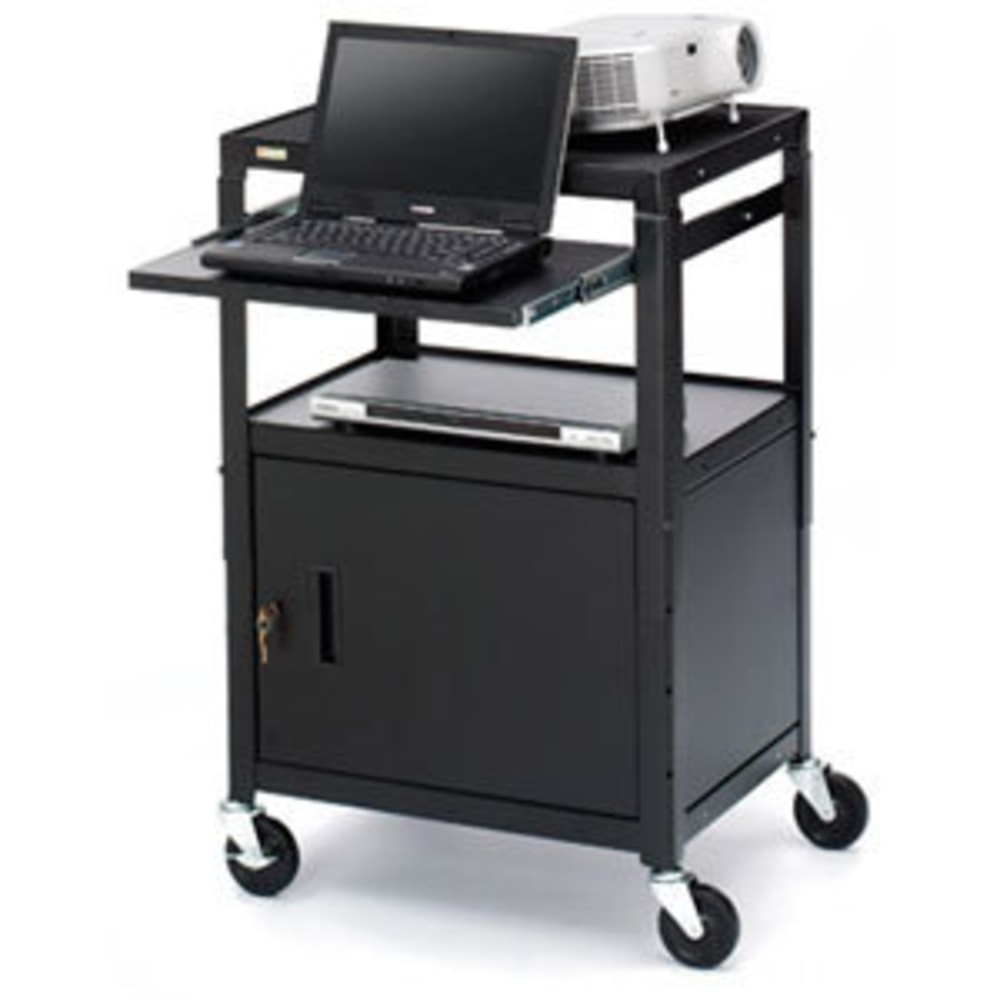 Bretford CA2642NSE Adjustable Height Multipurpose Cart with Cabinet - Steel, Steel, Steel - Black MPN:CA2642NSE