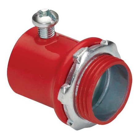 EMT Grounding Connector, 1 in, Set Screw, Steel, Plain, Red MPN:232-SR