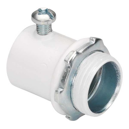 EMT Grounding Connector, 1-1/4 in, Set Screw, Steel, Zinc Plated, White MPN:233-SW