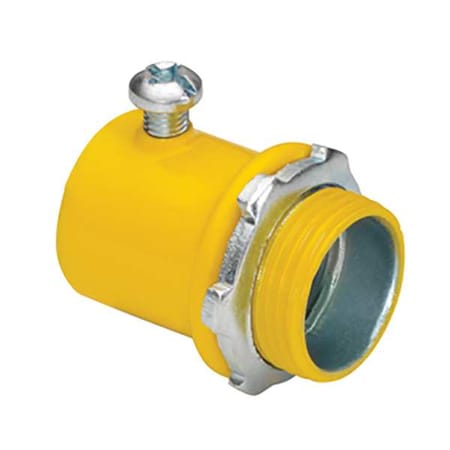 EMT Grounding Connector, 2-1/2 in, Set Screw, Steel, Painted, Yellow MPN:236-SY