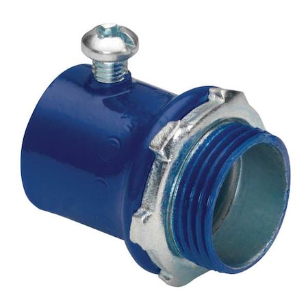EMT Grounding Connector, 4 in, Set Screw, Steel, Painted, Blue MPN:239-SBLU