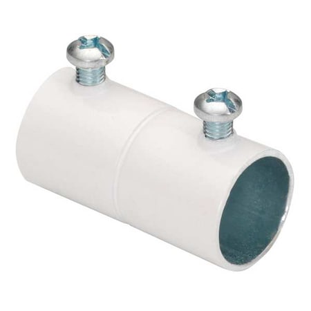 EMT Coupling, 1 in, Set Screw, Steel, Painted, White MPN:242-SW