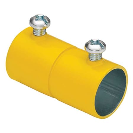 EMT Coupling, 1-1/4 in, Set Screw, Steel, Plain, Yellow MPN:243-SY