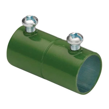 EMT Coupling, 2-1/2 in, Set Screw, Steel, Plain, Green MPN:246-SG