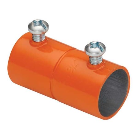 EMT Coupling, 2-1/2 in, Set Screw, Steel, Painted, Orange MPN:246-SO